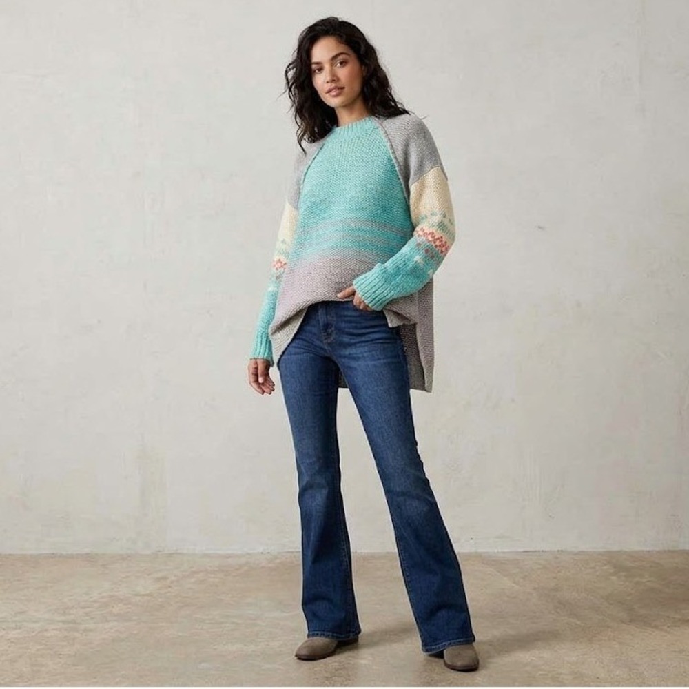 Free People Polar Opposites Sweater Chunky Knit Ombre Indie Boho Slouchy‎ Medium